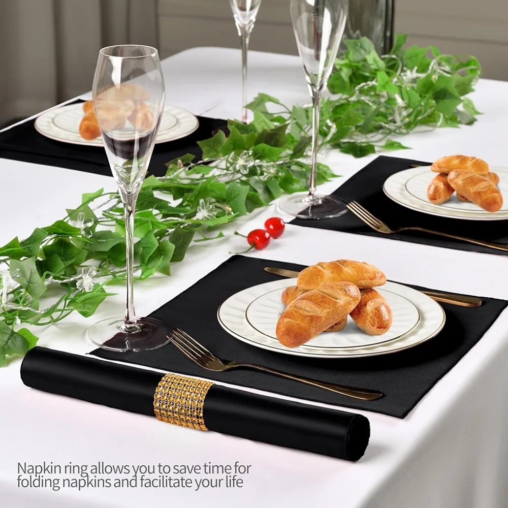 Free w/ Any Purchase Advise Seller 12 Napkins w/ Rings Black 17x17